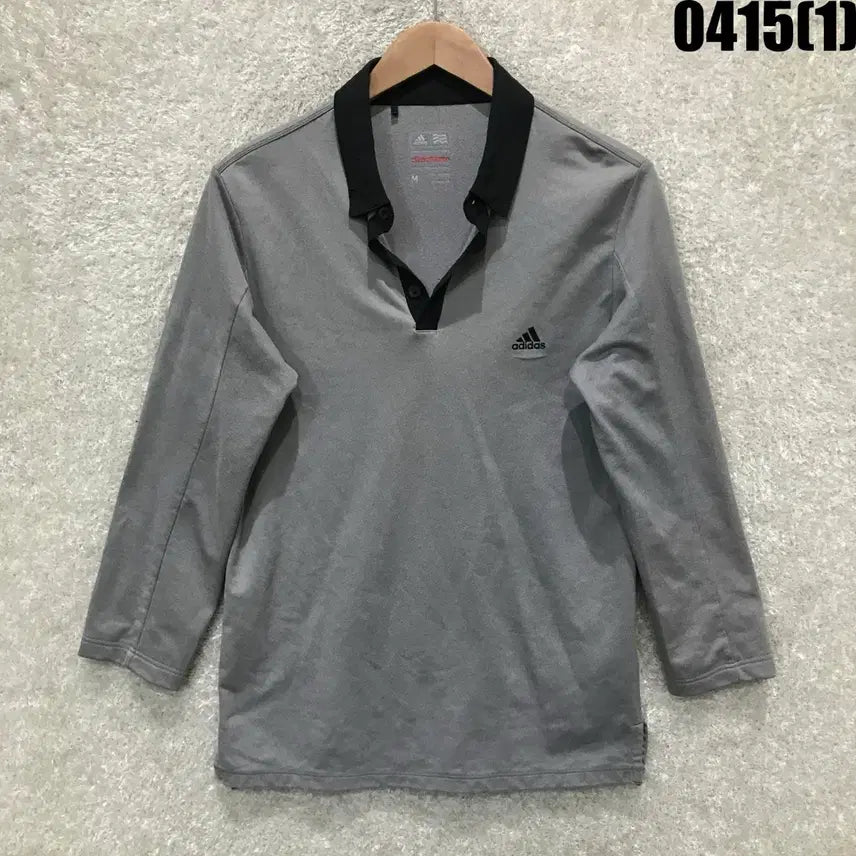 [BUNJANG] Adidas Long Sleeve Polo Shirt Gray M / 아디다스 긴팔 카라티 그레이 M