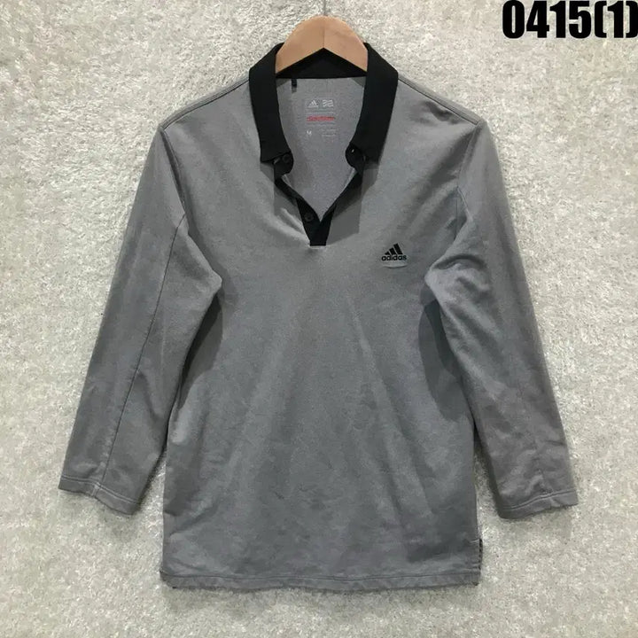 [BUNJANG] Adidas Long Sleeve Polo Shirt Gray M / 아디다스 긴팔 카라티 그레이 M