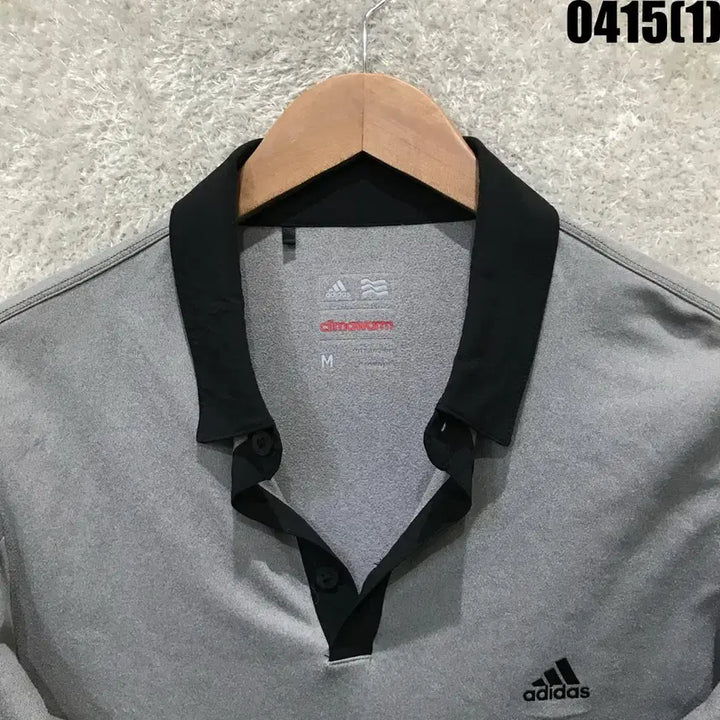 [BUNJANG] Adidas Long Sleeve Polo Shirt Gray M / 아디다스 긴팔 카라티 그레이 M