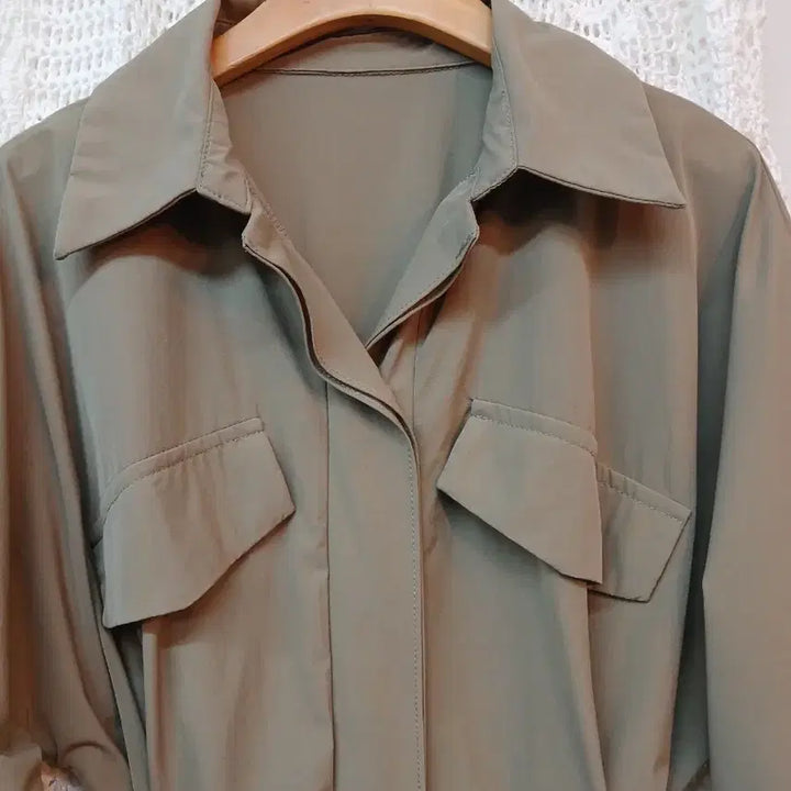 [SOLD OUT] 카키색 롱 셔츠 원피스 M정도