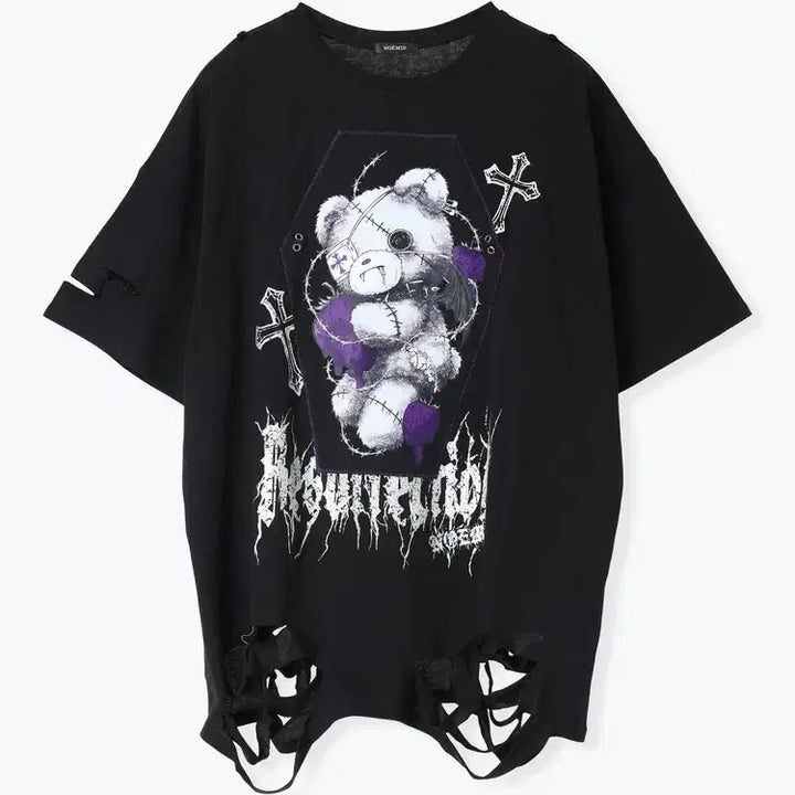 [BUNJANG] NOEMIE A-Ppeun Gom Chain Unisex Short Sleeve T-Shirt / 노에미 NOEMIE 아픈 곰 체인 남녀공용 반팔 티셔츠