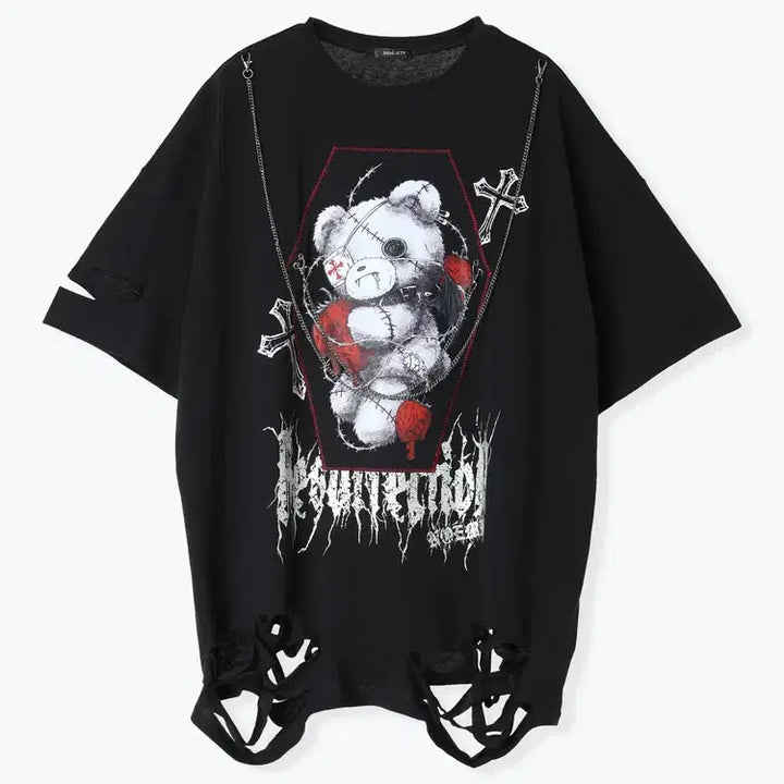 [BUNJANG] NOEMIE A-Ppeun Gom Chain Unisex Short Sleeve T-Shirt / 노에미 NOEMIE 아픈 곰 체인 남녀공용 반팔 티셔츠