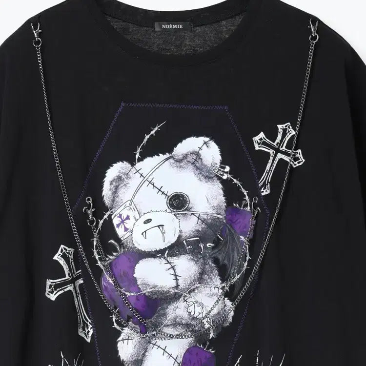 [BUNJANG] NOEMIE A-Ppeun Gom Chain Unisex Short Sleeve T-Shirt / 노에미 NOEMIE 아픈 곰 체인 남녀공용 반팔 티셔츠