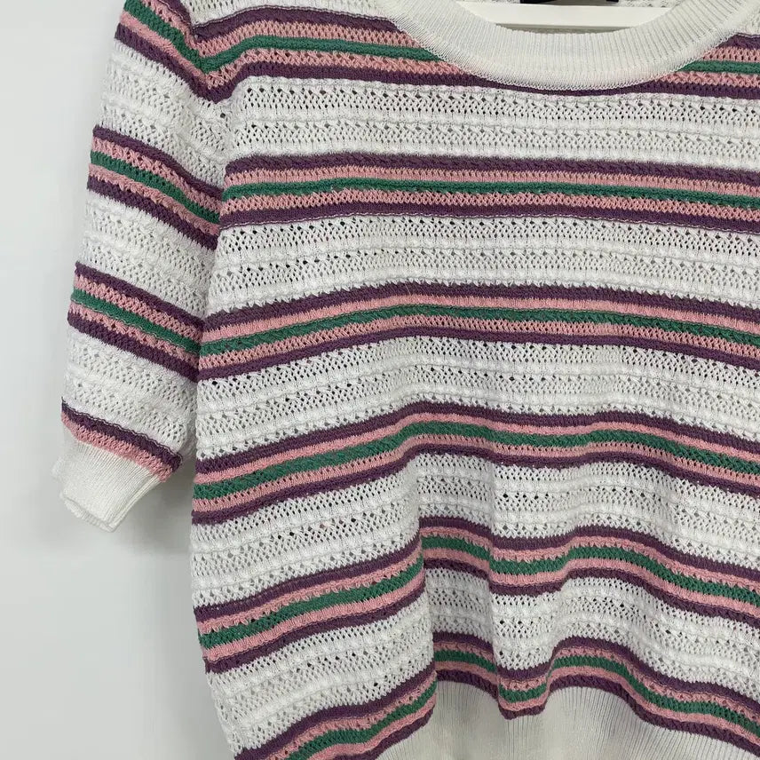 [BUNJANG] LeNIC &amp; McCoy Striped Knit Top / LeNIC &amp; McCoy 반팔 니트