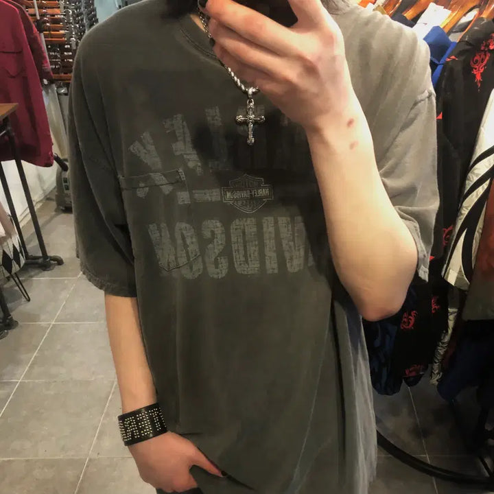 [BUNJANG] Harley Davidson Y2K Pocket Grunge T-shirt / [NO.9] 할리데이비슨 y2k 포켓 그런지 반팔 티셔츠