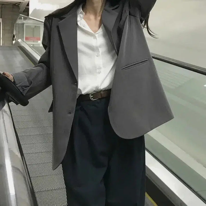 [BUNJANG] Daily Jue Basic Midi Jacket - Gray / 데일리쥬 오브 베이직 미디 자켓 그레이 하객룩 오피스룩