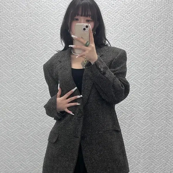 [BUNJANG] Yves Saint Laurent Modern Chic Herringbone Tweed Blazer Jacket / 입생로랑 모던시크 헤링본 트위드 블레이저 자켓 100 C10802