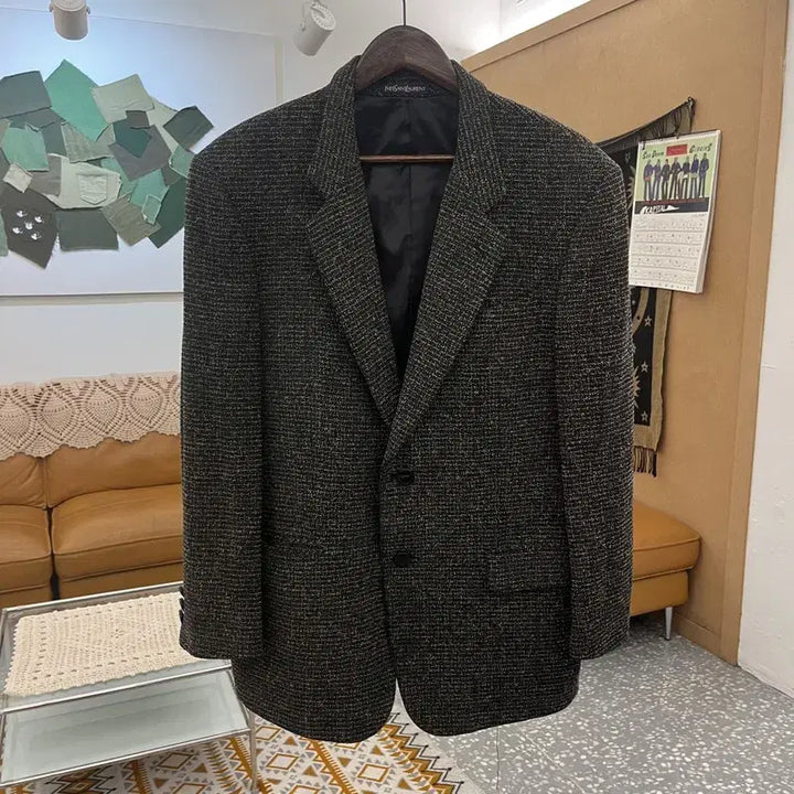[BUNJANG] Yves Saint Laurent Modern Chic Herringbone Tweed Blazer Jacket / 입생로랑 모던시크 헤링본 트위드 블레이저 자켓 100 C10802