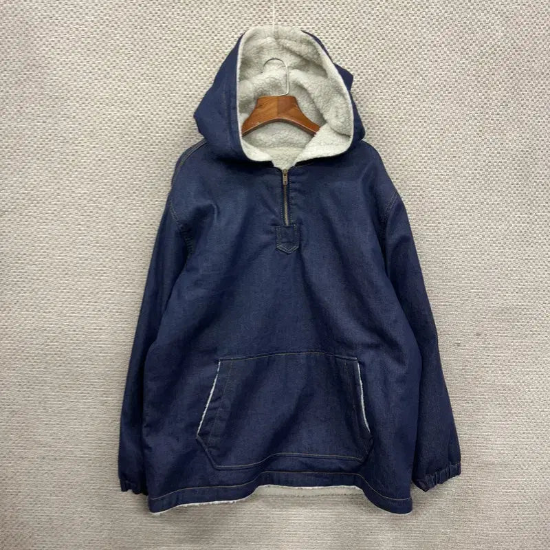 [BUNJANG] Vintage Fleece Lined Half-Zip Hoodie M16284 / 빈티지 양털 안감 반집업 후드티 F M16284