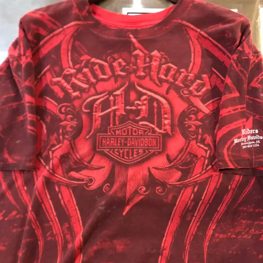 [BUNJANG] Harley Davidson Y2K Burgundy Short Sleeve T-shirt / [NO.9] 할리데이비슨 y2k 버건디 반팔 티셔츠