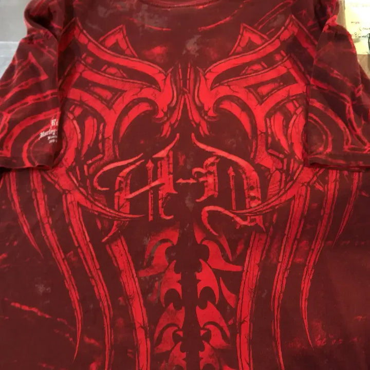 [BUNJANG] Harley Davidson Y2K Burgundy Short Sleeve T-shirt / [NO.9] 할리데이비슨 y2k 버건디 반팔 티셔츠