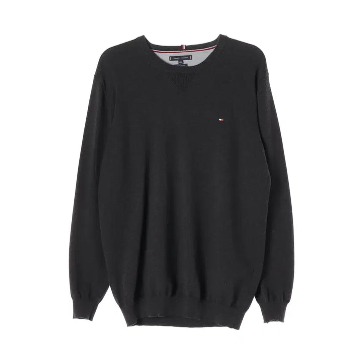 [BUNJANG] Tommy Hilfiger Vintage Fit Cotton Knit Sweater Charcoal / 타미힐피거 빈티지핏 코튼 니트 스웨터 차콜