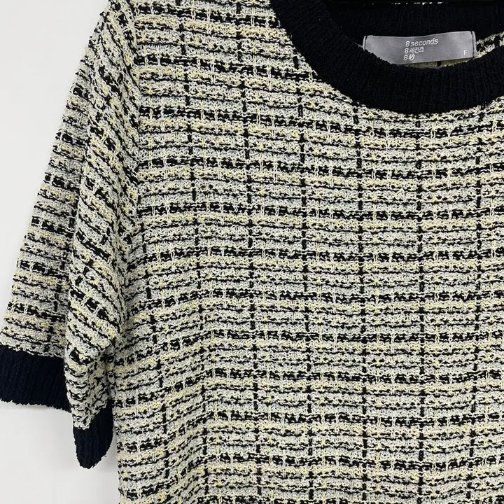 [BUNJANG] 8 Seconds Tweed Knit Top / 에잇세컨즈 트위드 반팔 니트