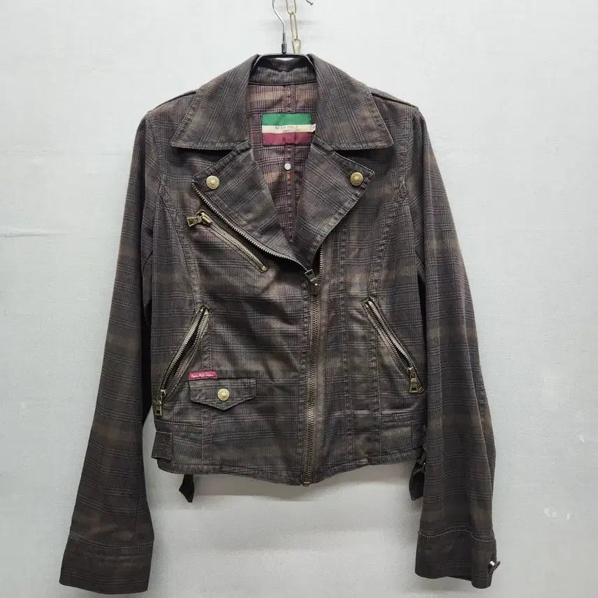 [SOLD OUT] 빈폴 타탄체크 라이더 크롭 자켓 95(S)