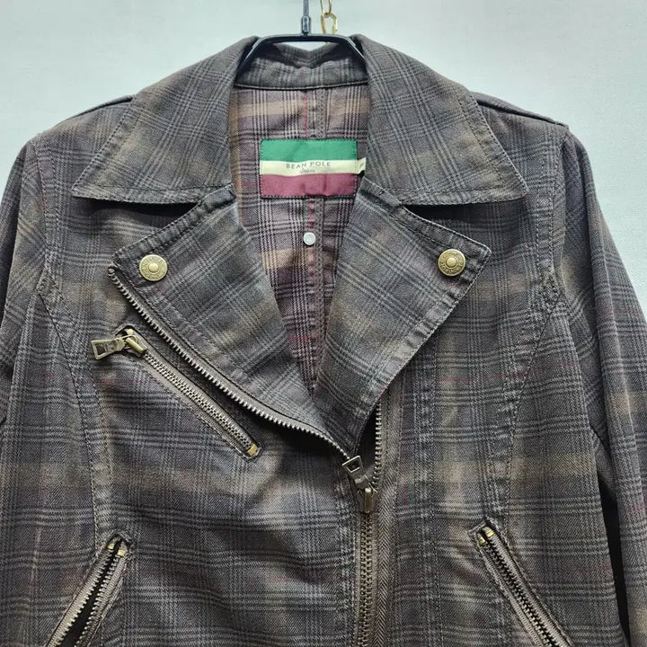 [SOLD OUT] 빈폴 타탄체크 라이더 크롭 자켓 95(S)