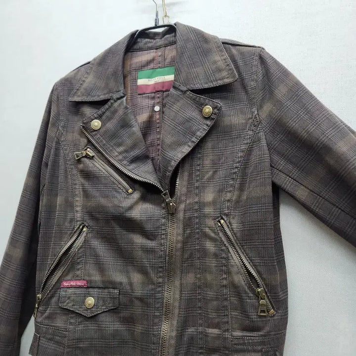 [SOLD OUT] 빈폴 타탄체크 라이더 크롭 자켓 95(S)