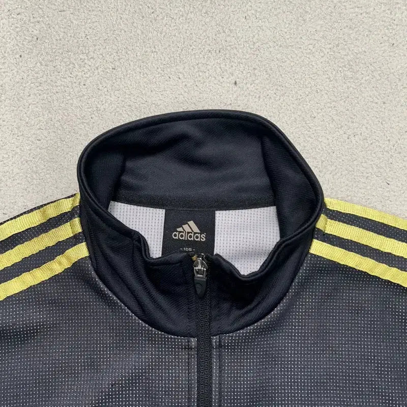 [BUNJANG] Adidas Windbreaker Jersey Jacket Black-Yellow 105 / 아디다스 바람막이 져지 자켓 블랙-옐로우 105