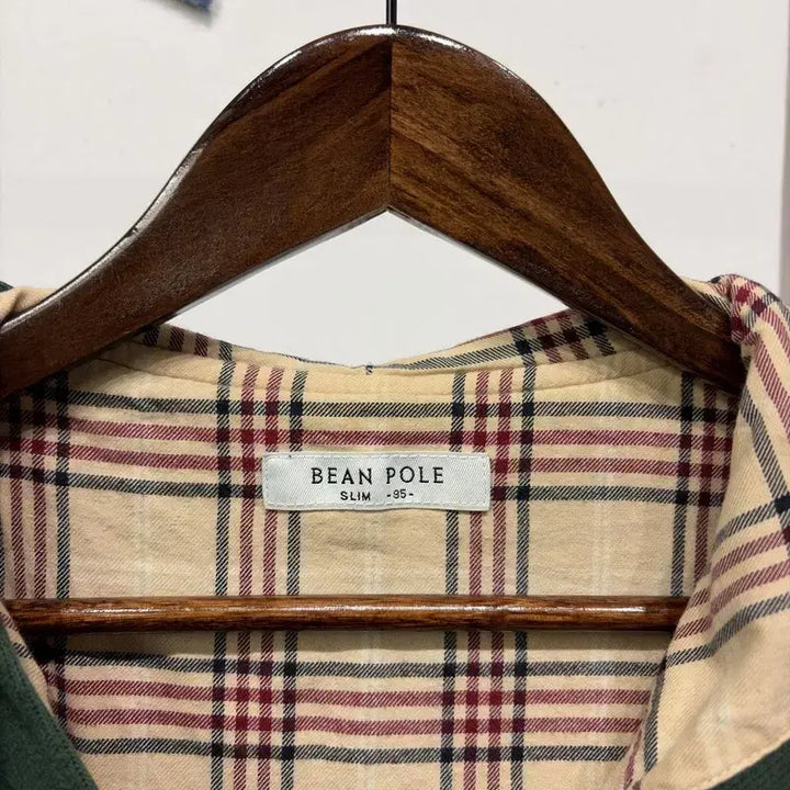 [BUNJANG] Beanpole Casual Logo Embroidered Checkered Hooded Zip-up Jacket / (95) 빈폴 캐주얼 로고 자수 체크 배색 후드집업 자켓