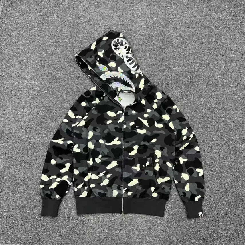 [SOLD OUT] 베이프 시치 샤크 후드 카모 블랙(정품인증가능)