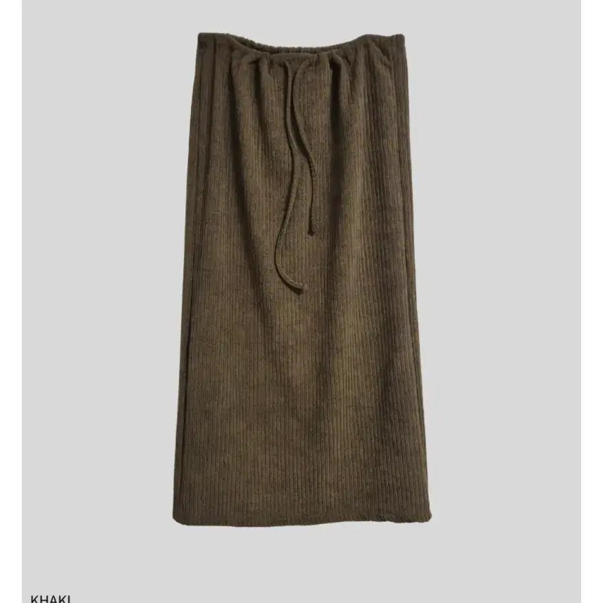 [BUNJANG] Herz Golf Ribbed Knit Maxi Skirt - Khaki / 로메아 헤로츠 골지 니트 맥시 스커트 카키