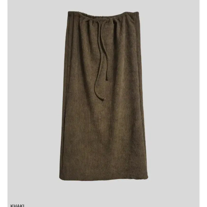 [BUNJANG] Herz Golf Ribbed Knit Maxi Skirt - Khaki / 로메아 헤로츠 골지 니트 맥시 스커트 카키