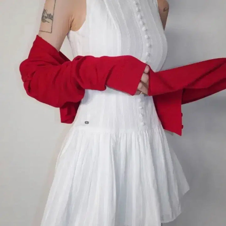[SOLD OUT] (새상품) 페일제이드 베이직 자카드 펀칭 드레스 원피스 화이트 M