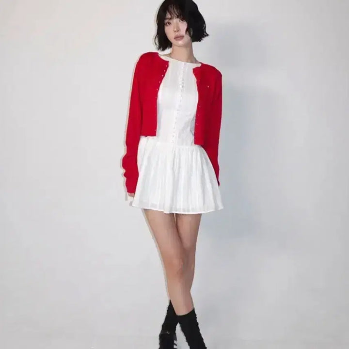[SOLD OUT] (새상품) 페일제이드 베이직 자카드 펀칭 드레스 원피스 화이트 M