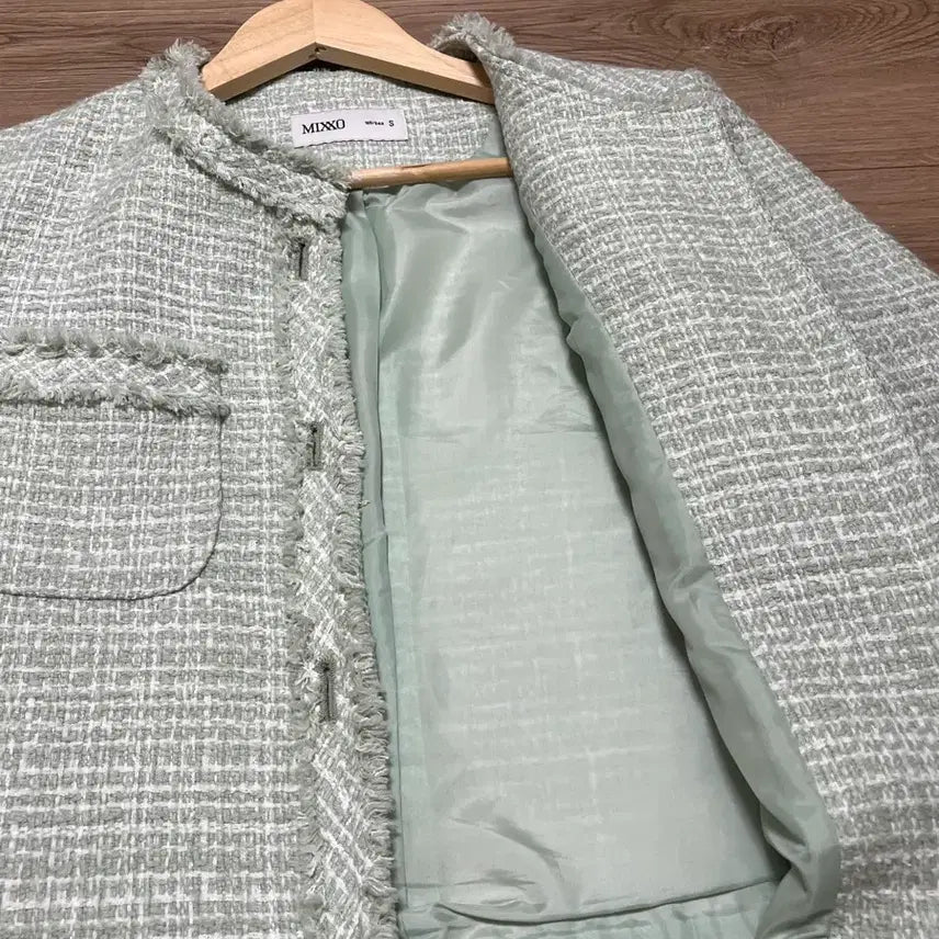 [BUNJANG] MIXXO Mint Tweed Set Skirt Jacket / MIXXO 민트 트위드 셋업 스커트 자켓