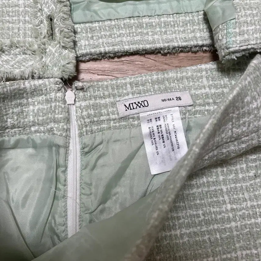 [BUNJANG] MIXXO Mint Tweed Set Skirt Jacket / MIXXO 민트 트위드 셋업 스커트 자켓