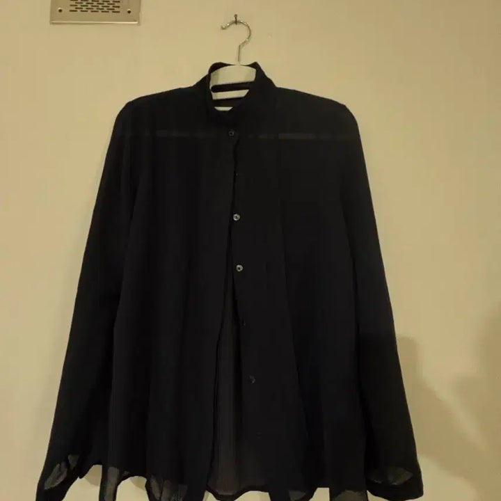 [BUNJANG] Navy Sheer Blouse / 진네이비 시스루 셔츠