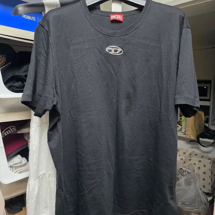 [BUNJANG] Diesel T-Adjust-Od Metallic Oval D T-Shirt Black 3XL / 디젤 T-어드저스트-Od 메탈릭 오발 D 티셔츠 블랙 3xl