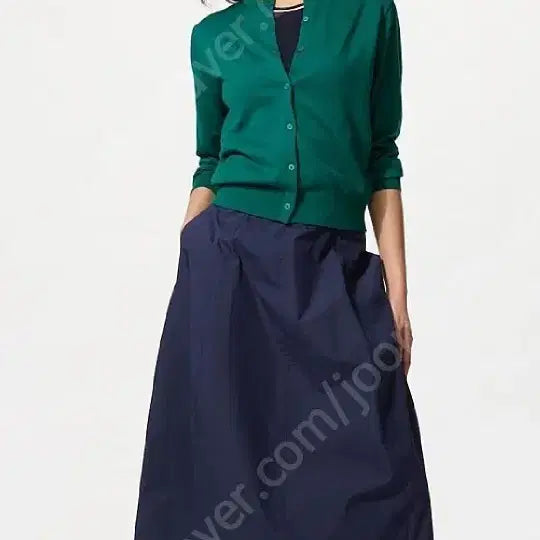 [BUNJANG] Uniqlo Cocoon Skirt Navy L / 유니클로 코쿤 스커트 네이비 L