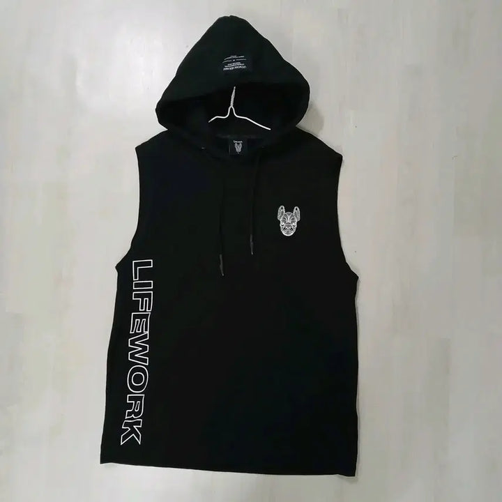 [BUNJANG] LifeWork Black Hooded Sleeveless Vest 100 / 라이프워크 블랙 후드 민소매겸조끼 정품 100