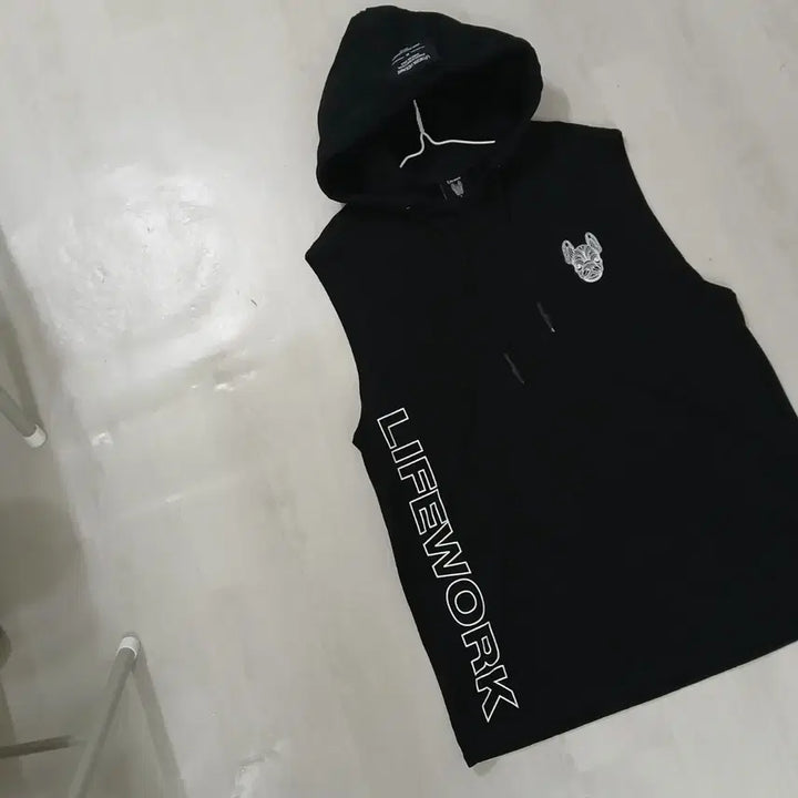 [BUNJANG] LifeWork Black Hooded Sleeveless Vest 100 / 라이프워크 블랙 후드 민소매겸조끼 정품 100