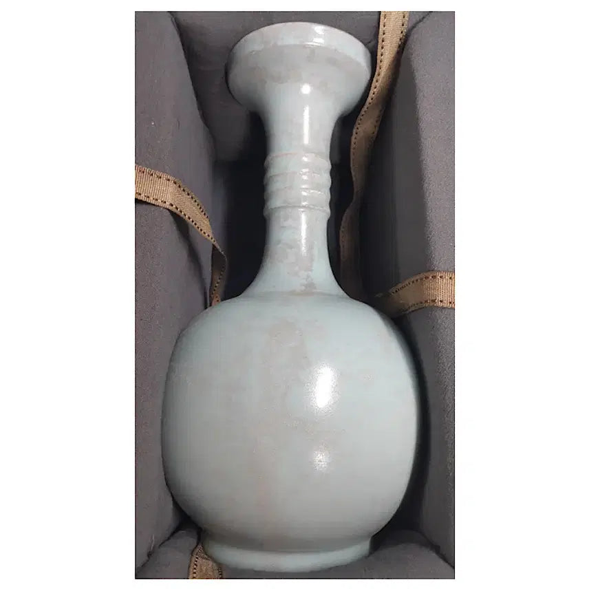 [BUNJANG] Song Dynasty Ru Ware Celadon Porcelain Vase Antique / 송 여요 천람유 현문 접구병 중국도자기 청자 골동품 미술품 수집품