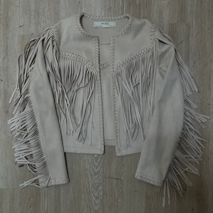 [SOLD OUT] 자라 베이직 프린지 크롭 스웨이드 자켓 S/90