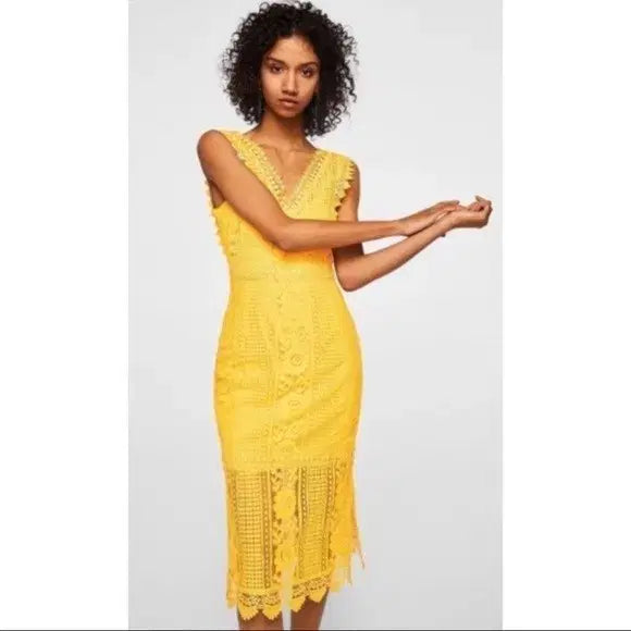 [BUNJANG] Mango USA2 Lace Sleeveless Cocktail Dress / [무료배송]망고 USA2 레이스 민소매 칵테일 드레스 원피스