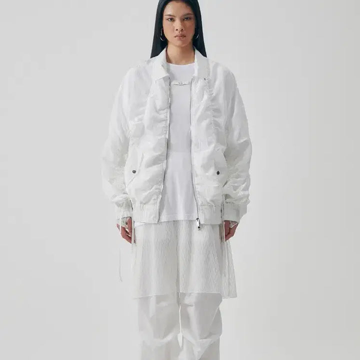[SOLD OUT] 트리밍버드 Airy Sheer Shirring Jumper [White]