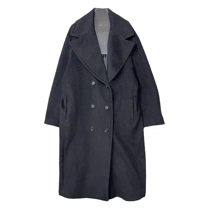 [BUNJANG] MIXXO Black Button Wool Blend Oversized Coat / 미쏘 블랙 버튼 울 오버핏 코트 S