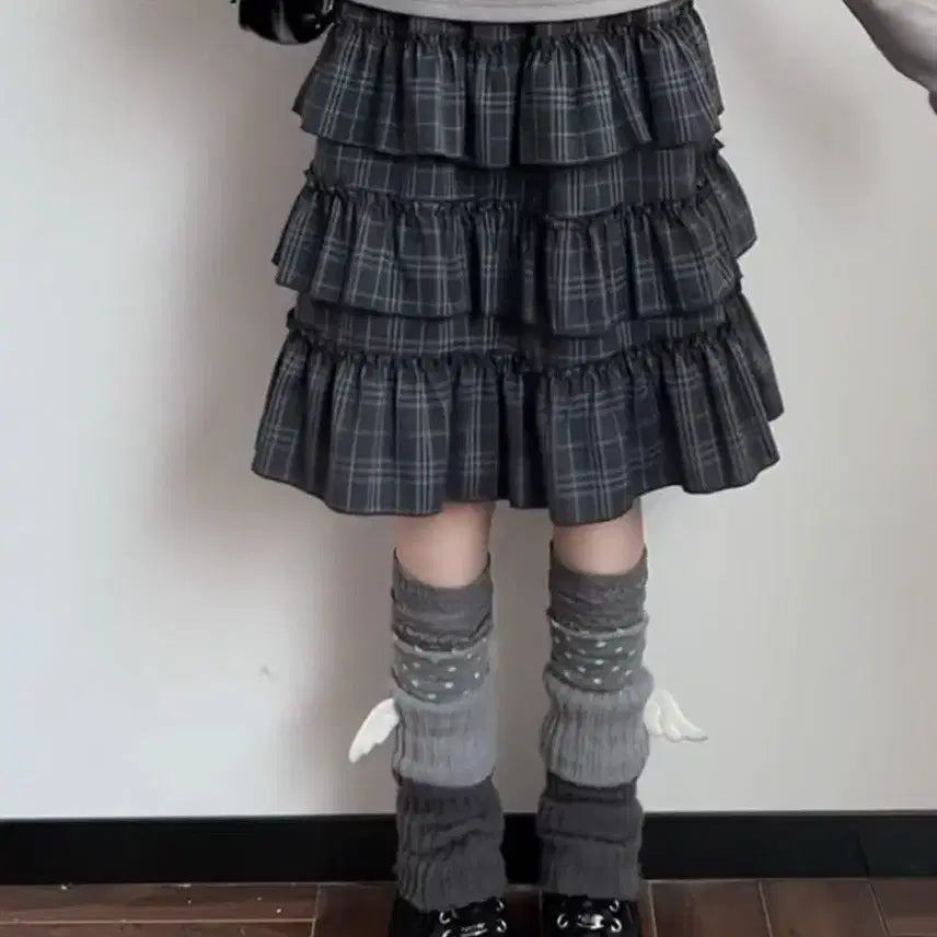 [BUNJANG] Subculture Check Frill Tiered Skirt / 지뢰계 서브컬처 체크 프릴 3단 스커트