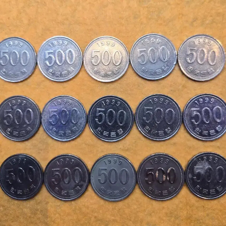 [BUNJANG] 1999 500 Won Coin Bundle Set (15 coins) / 1999년 500원 동전 15개 일괄