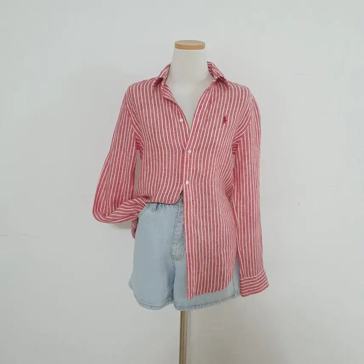 [BUNJANG] Polo Ralph Lauren Pastel Pink Stripe Linen Shirt / No.26051408 폴로 랄프로렌 스트라이프 린넨셔츠 린넨남방