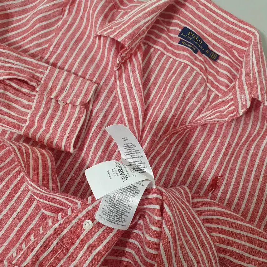 [BUNJANG] Polo Ralph Lauren Pastel Pink Stripe Linen Shirt / No.26051408 폴로 랄프로렌 스트라이프 린넨셔츠 린넨남방