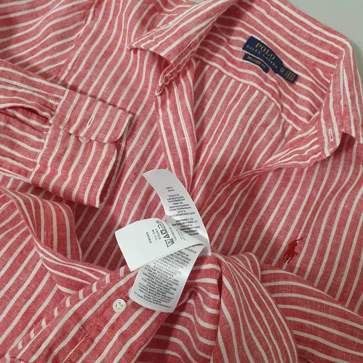[BUNJANG] Polo Ralph Lauren Pastel Pink Stripe Linen Shirt / No.26051408 폴로 랄프로렌 스트라이프 린넨셔츠 린넨남방