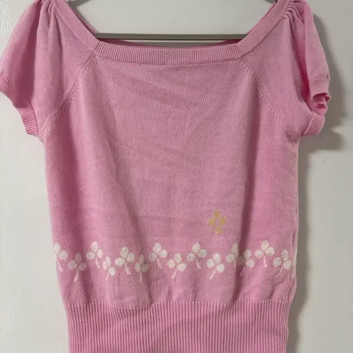 [BUNJANG] Clover Vintage Summer Short-Sleeve Knit Top / 빈티지 클로버 여름 반팔 니트 대장