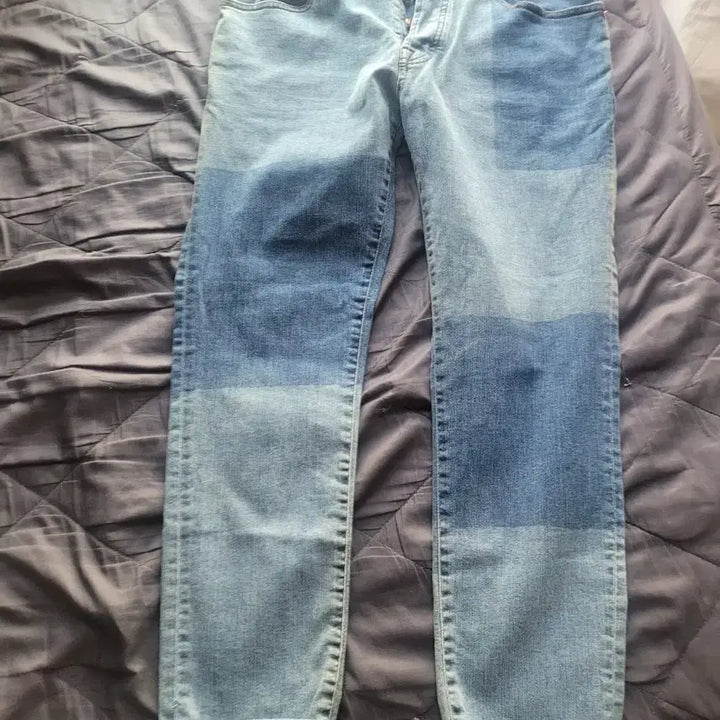 [BUNJANG] Rap101 Two-tone Color Block Denim Pants / 랩101 청바지 투톤 배색 데님 팬츠