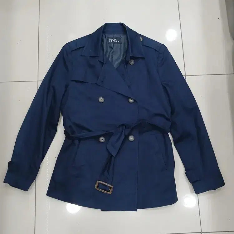 [BUNJANG] CLUB PEPPER Navy Trench Coat / CLUB PEPPER 네이비 트렌치 자켓 중고 가슴51총69어깨39팔59