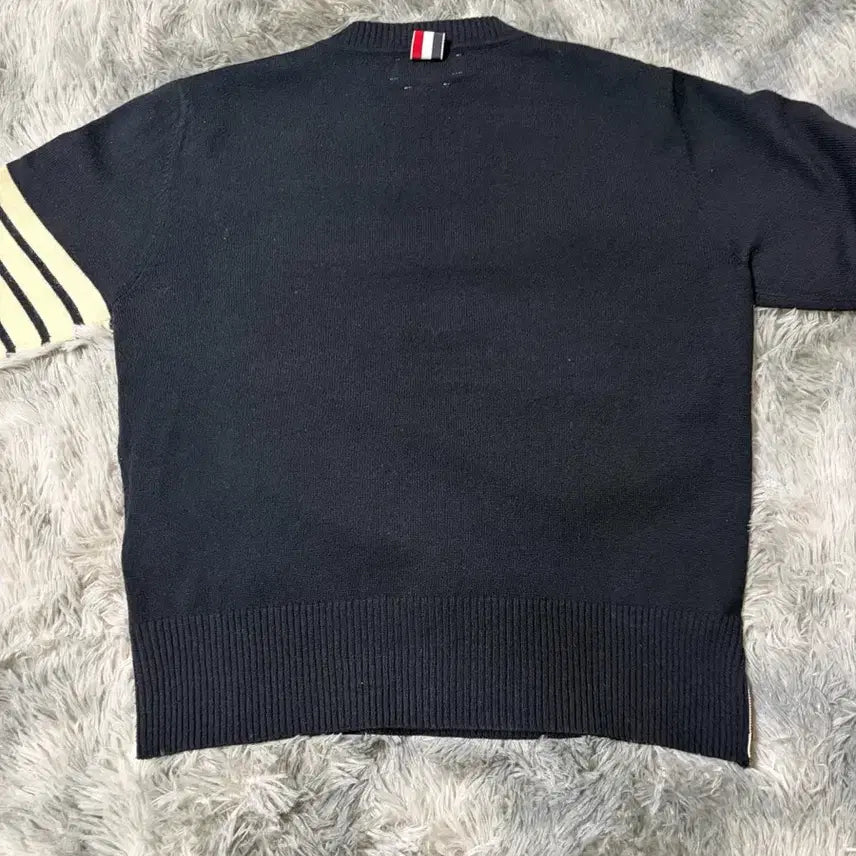 [BUNJANG] Thom Browne Navy Knit Sweater / (3/급처) 톰브라운 사선 완장 니트 네이비 3사이즈
