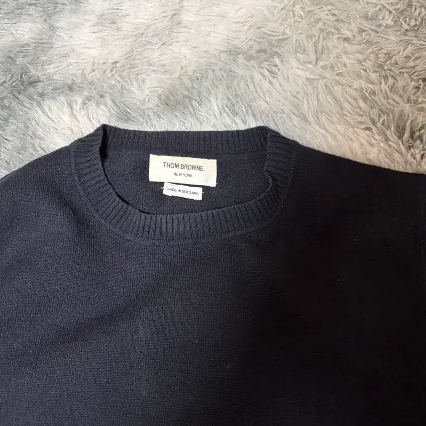 [BUNJANG] Thom Browne Navy Knit Sweater / (3/급처) 톰브라운 사선 완장 니트 네이비 3사이즈