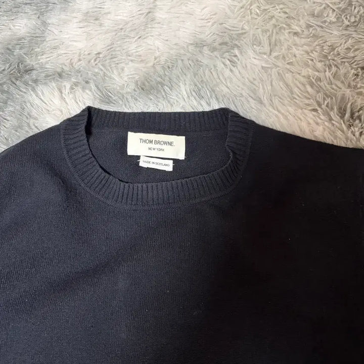 [BUNJANG] Thom Browne Navy Knit Sweater / (3/급처) 톰브라운 사선 완장 니트 네이비 3사이즈